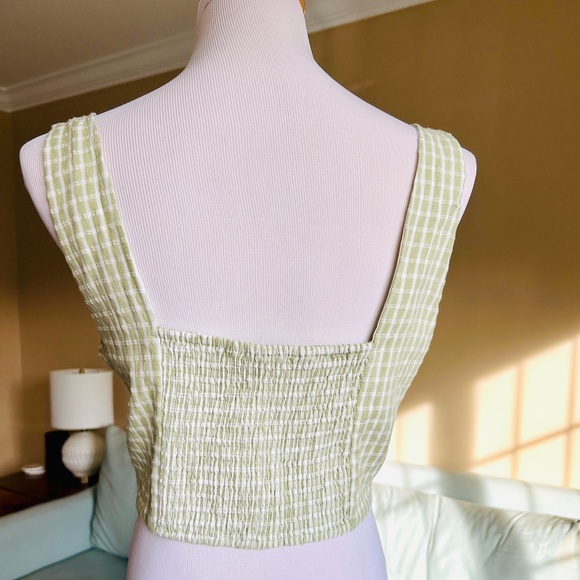Elodie Green Gingham Corset Crop Top Women's Size XL - Picture 5 of 10